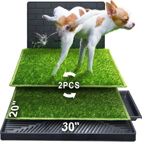 76 x 51 cm - Toilettes pour Chiots - Tapis d'entraînement pour Chiens Petits, Grands et âgés - Toilettes pour Animaux de Compagnie - Deux Morceaux d'herbe (1/5)