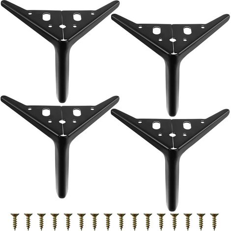 QAZQA Lot de 4 pieds de meubles de 15 cm noirs, pieds de canapé en métal, pieds de table DIY en métal avec vis, pieds de meubles modernes, utilisés pour tables basses, armoires TV, lit. (1/5)