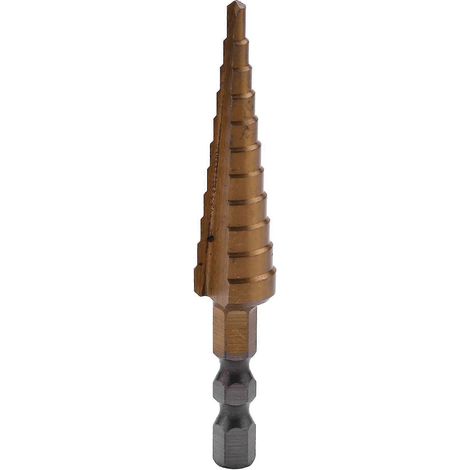 Foret étagé hexagonal 1/4 pouce en acier rapide HSS revêtu de titane, 3-13 mm (1/5)