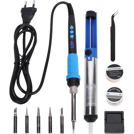 12-in-1 Soldering Iron Kit - Adjustable Temperature 180-500°C, LCD Display, 90W, for Electronics, 220V EU Plug (1/5)