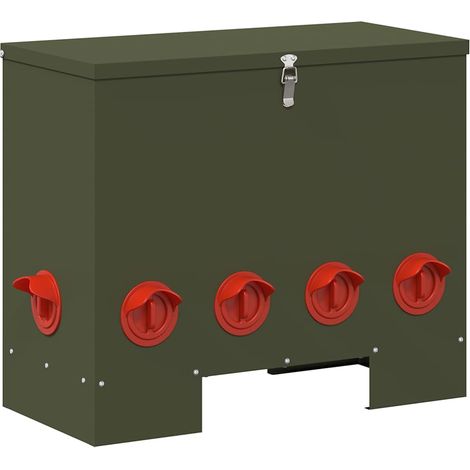 Chicken Feeder Olive Green 60.5 x 29 x 51 cm Cold-Rolled Steel vidaXL