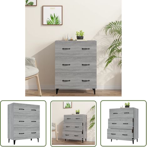 The Living Store Sideboard Grau Sonoma 69,5x34x90 cm Holzwerkstoff - Schreibtisch - Wohnzimmermöbel - Sideboard - Grau - Holzmöbel (1/5)
