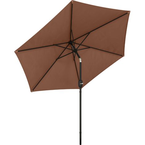Outsunny 2.6M Garden Parasol Umbrella with Aluminium Pole, Tilt, Crank