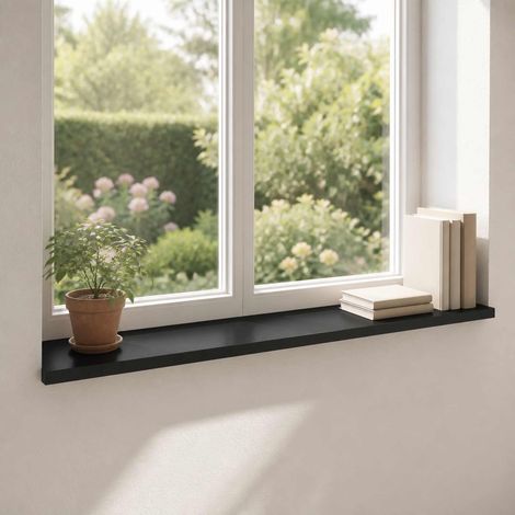vidaXL Appuis de fenêtre 2 pc Noir 70 x 40 x 2 cm Bois de hêtre massif (1/5)