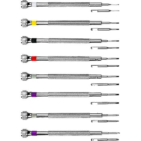 Lot de 8 tournevis de précision à tête plate avec lames de rechange pour montres, lunettes, bijoux électroniques (ensemble A) (1/5)