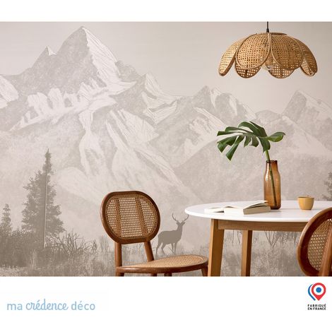 Papier peint : Mont blanc et chamois - Intissé - L.200 x H.280 cm - Marron clair (1/3)