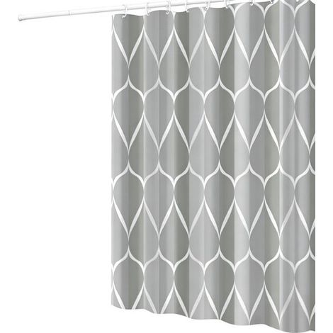 Cortina de ducha - 180 x 200 cm - Tejido impermeable y resistente al moho - Lavable a máquina - Incluye 12 anillas para colgar - Estilo A (1/5)