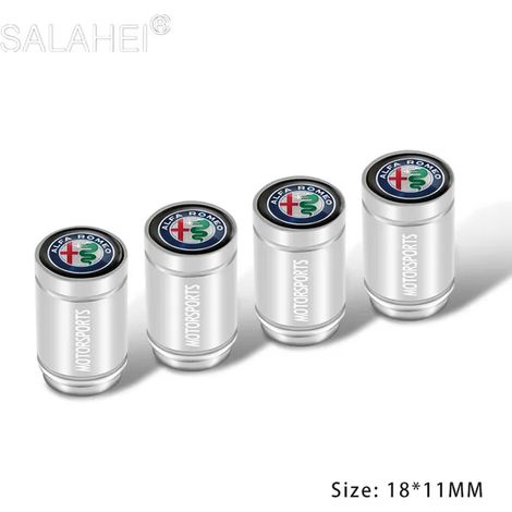 Bouchons de Valve de pneu de roue de voiture en alliage (argent), 4 pièces, couvercles de tige de jante adaptés à 159 Giulietta Giulia 147 156 Mito Stelvio GT Sportiva (1/5)