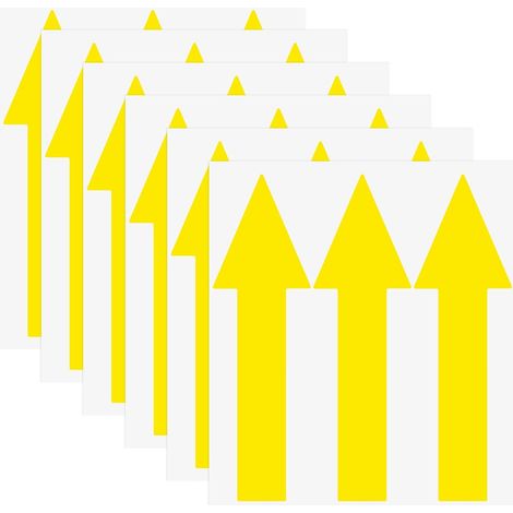 Pack of 6 Arrow Stickers, 8 x 2 Inches/200 x 60 mm PVC Waterproof Self-Adhesive Directional Arrows Removable Directional Floor Stickers [Yellow] (1/5)