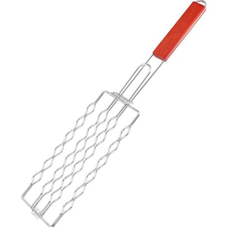 Pince à hot-dog, argentée, 47,5 x 9 cm, 1 pièce Grille antiadhésive pour jambon et saucisses Outil de cuisson pour barbecue et camping (1/5)