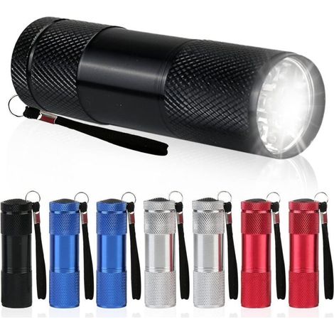 Mini torce a LED impermeabili in alluminio - Confezione da 8 con cordino per campeggio, lettura ed escursionismo
