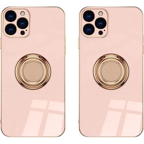 Coque iPhone 14 Pro Max - Bague Magnétique Pivotante 360° - Support Rotatif Intégré - Finition Métallique Électroplaquée - Protection Complète - 2 Pièces (1/5)