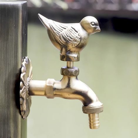 Robinet oiseau vert cuivre antigel – Tout laiton, vintage – Idéal pour arrosage domestique et jardin