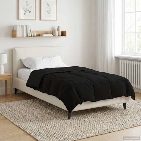 Winterbettdecke Gepolstert Schwarz 135 x 220 cm Mikrofaser