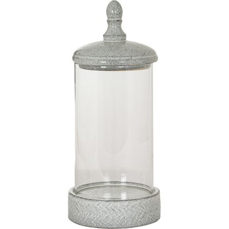 Sona Large Hurricane Lantern Candle Holder with Lid - Glass - L21 x W21 x H50 cm - White