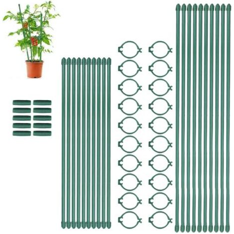 Kit de tuteurs pour plantes (10 pièces) : tuteurs de 40 cm et 30 cm, 20 attaches, 10 tubes de connexion. Idéal pour les tomates, rosiers, amaryllis, légumes et monsteras en pot, en intérieur comme en (1/5)