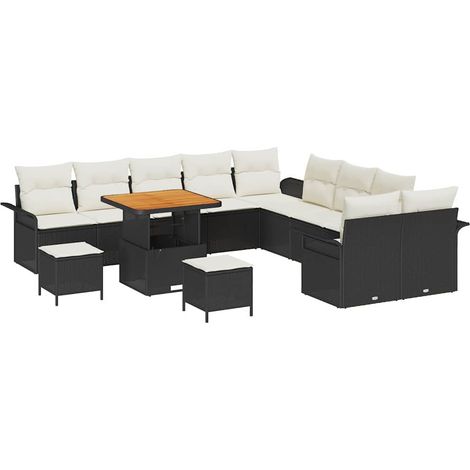 Garden Sofa Set with Cushion 13 pcs Black and Cream vidaXL (1/5)