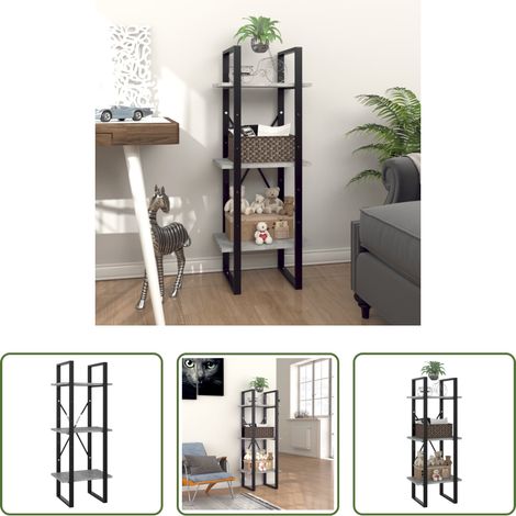 Bücherregal Holz -  Bücherregal 3 Fächer Betongrau 40x30x105 cm Holzwerkstoff (1/5)