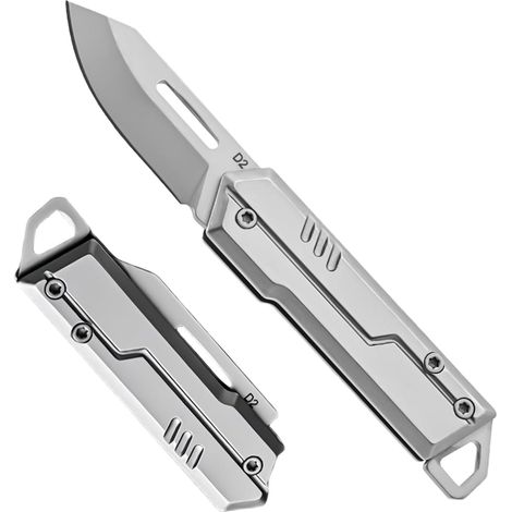 Couteau de Poche, Acier inoxydable Couteau Pliant de Pochem, Couteau Porte Clé, Canif de Poche Pliant pour le camping, la randonnée et l'extérieur (1/5)