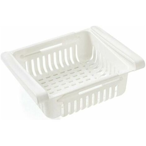 QAZQA Accessoire de rangement pour cuisine Réfrigérateur Tiroir Organisateur Tiroir Réfrigérateur Porte-Étagère Boîte De Rangement Réfrigérateur Cloison Couche Accueil Organisateur (1PC Blanc)