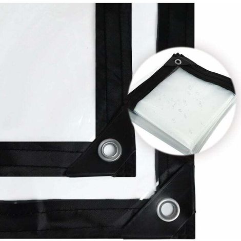 Bâche imperméable Transparente avec œillets, bâche imperméable Transparente, en polyéthylène résistant aux intempéries(2x2m)-DOU