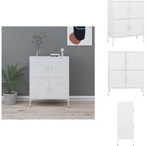 Lagerschrank Weiß 80x35x101,5 cm Stahl - Schrankschubladen - Metallschrank - Weißer Schrank - Garderobe - Wohnzimmermöbel (1/5)
