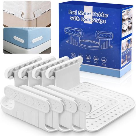 Lot de 4 tendeurs de drap avec bandes de fixation – antidérapant & universel pour tous les matelas