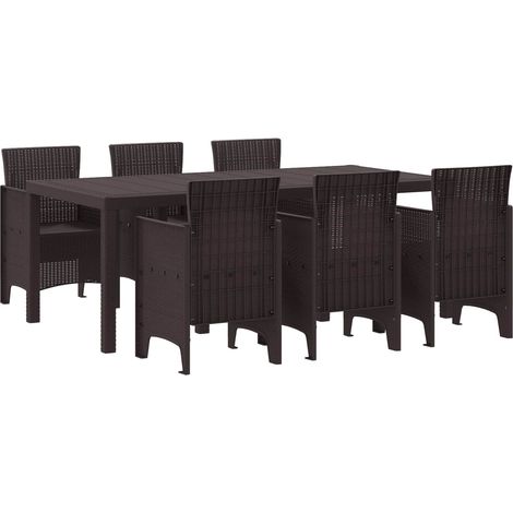 Garten Essgruppe 7 pcs Braun Polypropylen