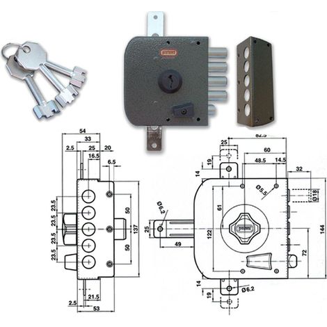 Potent 520/D Serratura Pompa Tripla Dx - Alta Sicurezza - Acciaio Rinforzato