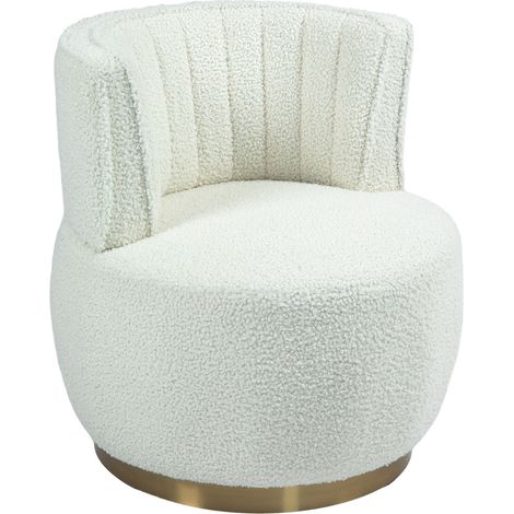 GagaFauteuil pivotant 360° Teddy blanc, siège rond moderne (1/5)