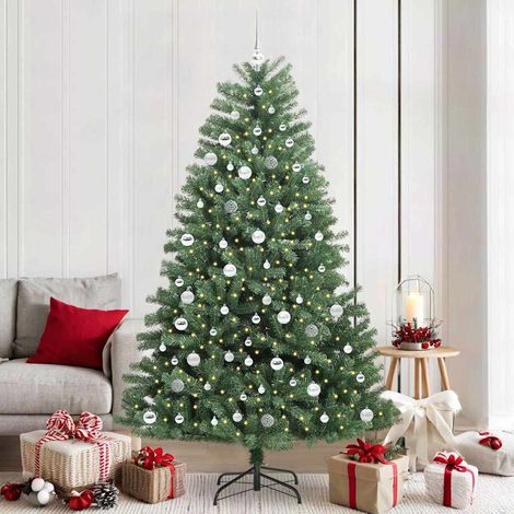 Künstlicher klappbarer Weihnachtsbaum mit 300 LEDs Grün 210 cm