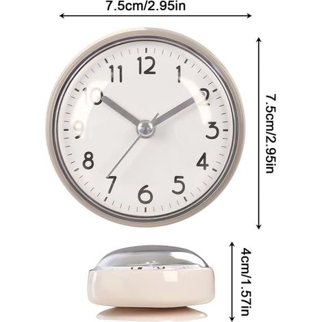 Réveil de douche étanche 7,5 cm - Petit réveil de salle de bain avec ventouse et alarme - Facile à lire, idéal pour la douche, la cuisine, le réfrigérateur et le miroir. (1/5)