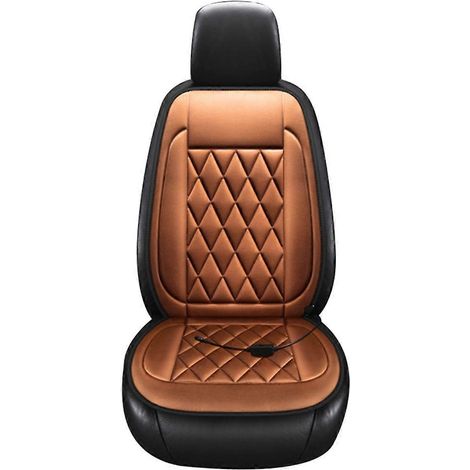 Coussin chauffant pour siège auto 12 V, housse de siège auto, coussin chauffant pour voiture, simple, marron (1/5)