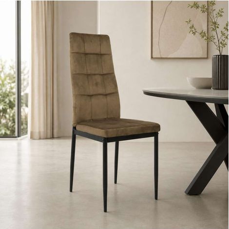 Domo Mea Sedia Sassonia in Velluto Taupe - Design Trapuntato 42x49x97 cm (1/4)