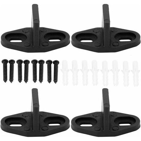 PAIR Guide au Sol Robuste Guide de Plancher de Porte Mur de Guidage au sol Réglable avec des Vis Convient pour Porte D'armoire Porte en Bois Porte de Grange 4 Pièces Noir (1/5)