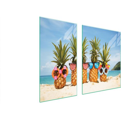 GLASSCHUTZPLATTE FÜR HERD 90x52 ANANAS