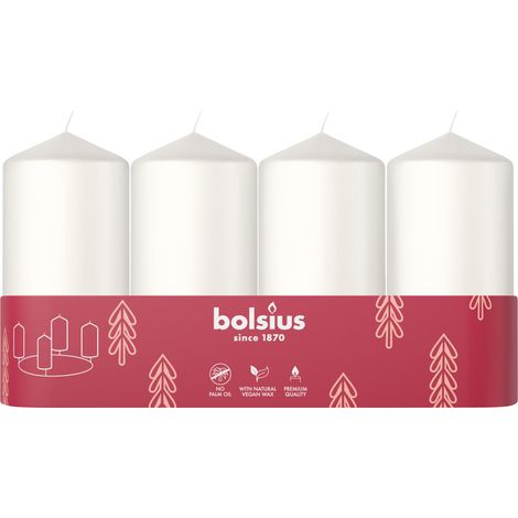 Bolsius Stumpenkerzen 4er Tray Ø 4,8 x 10 cm wolkiges weiß Wespenspray
