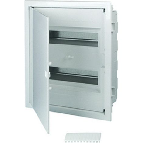 Coffret électrique encastré 24 modules – 2 rangées – Indice IP 40 – Pour installation murale – Porte pleine blanche