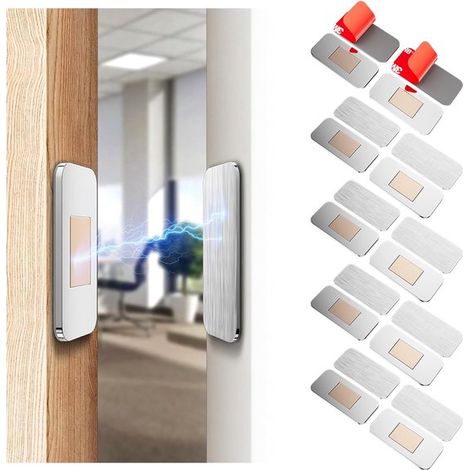 Un set di 10 chiusure magnetiche ultrasottili per ante di armadietti, realizzate in acciaio inossidabile, silenziose e facili da applicare. (1/5)
