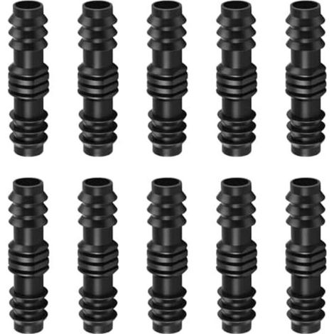Packung mit 10 schwarzen, geriffelten Kunststoff-Gartenschlauchverbindern, 13 mm, gerade, für Tropfbewässerung, Gartenbewässerungssystem - Kupplung (10 Stück) (1/5)