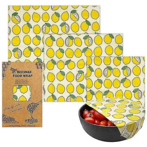 Emballages réutilisables à la cire d'abeille pour aliments – Produits durables, emballages à la cire d'abeille, emballages écologiques, sacs de conservation, étamines adhésives, lot de 3 – Neuf (1/5)