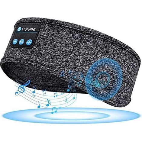 Schlafstirnband mit Kopfhörern und Bluetooth-Schlafmaske, kabellose Musikkopfhörer zum Schlafen, weicher und bequemer Stoff, ideal zum Entspannen, grau (1/5)