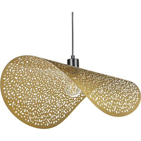Lampada a sospensione illuminazione con paralume in metallo Oro Krishna