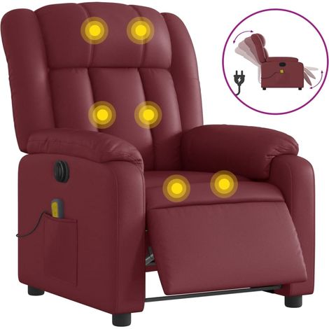 Maison Exclusive - Massagesessel Elektrisch Weinrot Kunstleder