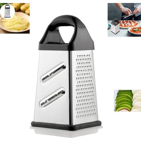 1 râpe multifonctionnelle en acier inoxydable argenté, compatible lave-vaisselle. Elle peut également servir de râpe à gingembre, de râpe à fromage, de râpe à citron et d'éplucheur. (1/5)