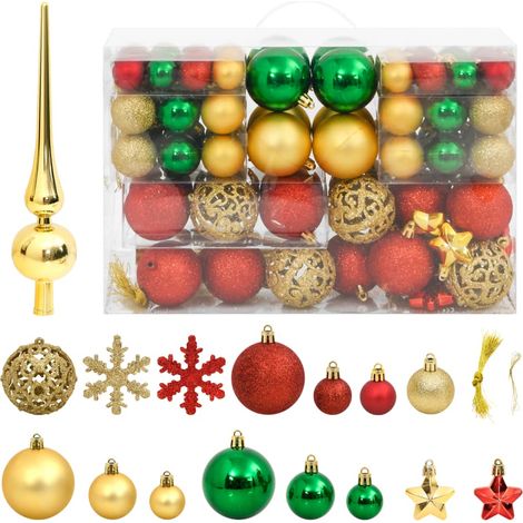 vidaXL Set Palline di Natale 112 pz Rosso / Verde / Oro in Polistirene (1/5)