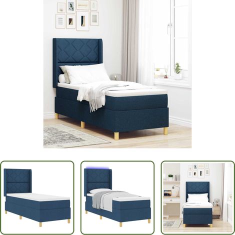 vidaXL Kopfteil - Boxspringbett mit Matratze mit Kopfteil Blau 140 x 200 cm Stoff (1/5)