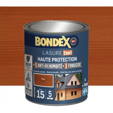Lasure 2en1 BONDEX Haute Protection 5ans Teck Mat velouté 1 L (1/2)