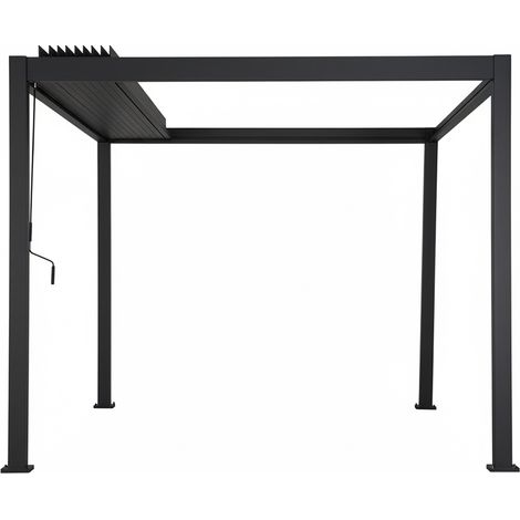 Pergola bioclimatique toit rétractable Evora Graphite - 4 x 3 m - Hespéride