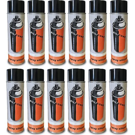 Lot de 12 aérosols spray lubrifiant silicone alimentaire 500 ml – Effet antistatique – Protège joints et pièces en caoutchouc – Ne tache pas (1/3)